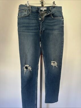 Re/Done Dark Blue Distressed Skinny Jeans size 30 button fly
